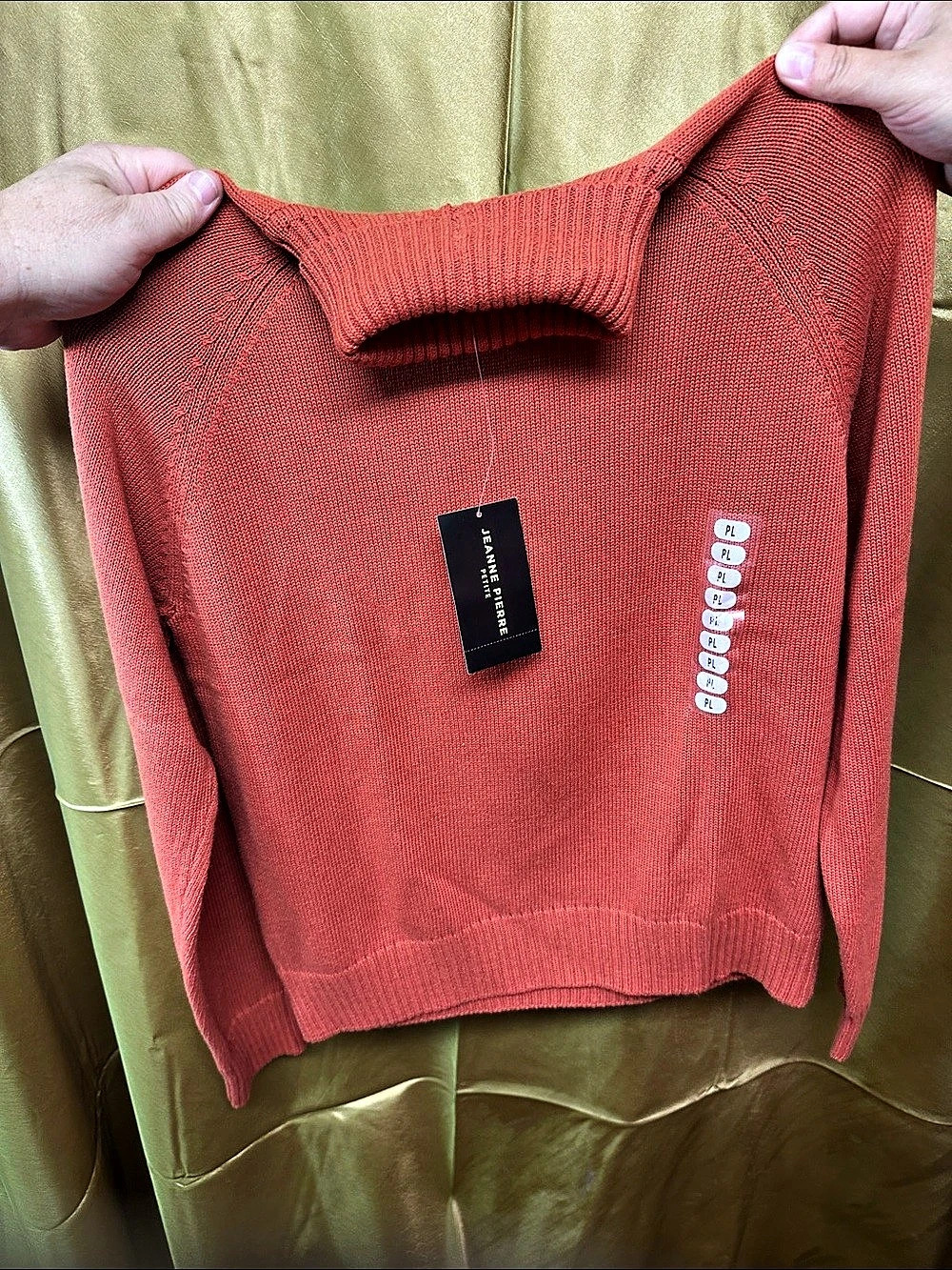 Jeanne Pierre Petite Turtleneck Cotton Sweater Orange XL